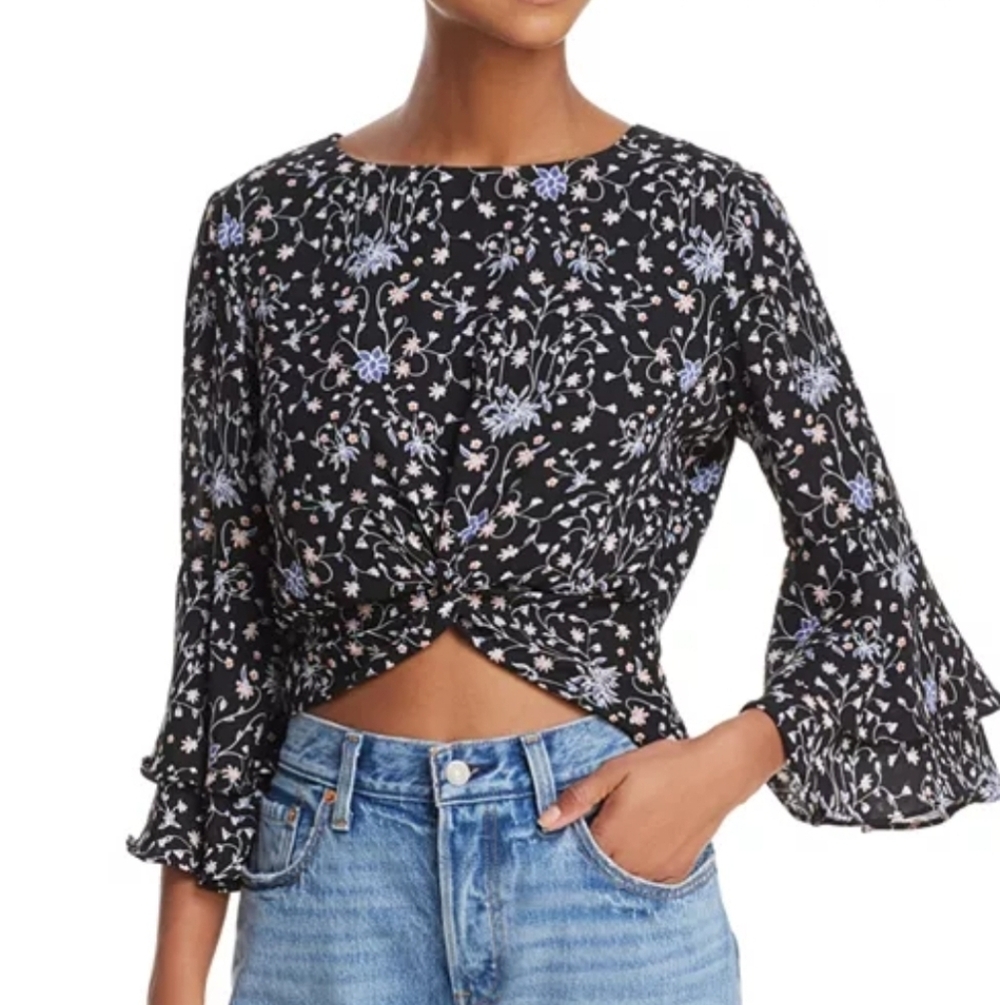 LIKELY | Floral Black Crop Top